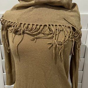Michael Kors Lightweight Fringe Sweater (Metallic Gold)